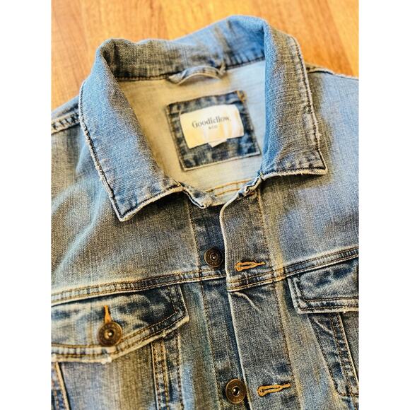 Men's Trucker Denim Jacket - Goodfellow & Co Blue L Denim Fall Coat - Picture 1 of 9
